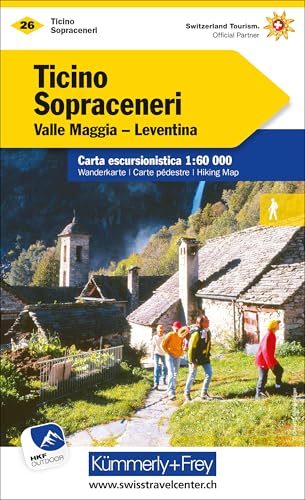 Tessin Sopraceneri Nr. 26 Wanderkarte 1:60 000: Valle Maggia, Leventina, water resistant, free Download mit HKF Outdoor App (Kümmerly+Frey Wanderkarten, Band 26)