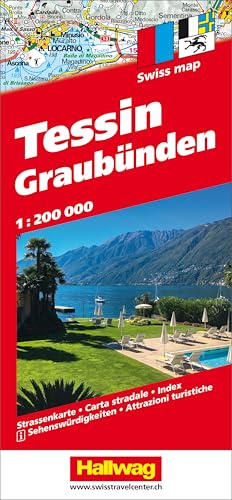 Hallwag Strassenkarte Tessin, Graubünden 1:200.000: Inkl. Ortsverzeichnis und Reiseinformationen (Hallwag Regionalkarte)