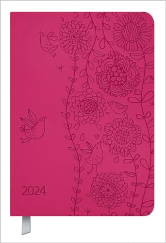 Timer Soft Touch pink 2024: Terminplaner in Lederoptik. Terminkalender mit Wochenübersicht und Lesezeichenband. Taschenkalender im Format: 11 x 16 cm