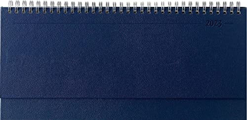 Tisch-Querkalender Balacron blau 2023 - Büro-Planer 29,7x13,5 cm - mit Registerschnitt - Tisch-Kalender - verlängerte Rückwand - 1 Woche 2 Seiten von Alpha Edition