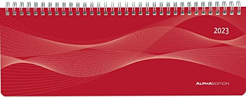 Tisch-Querkalender PP-Cover rot 2023 - Büro-Planer 29,7x10,5 cm - Tisch-Kalender - 1 Woche 2 Seiten - Ringbindung - Alpha Edition von Alpha Edition