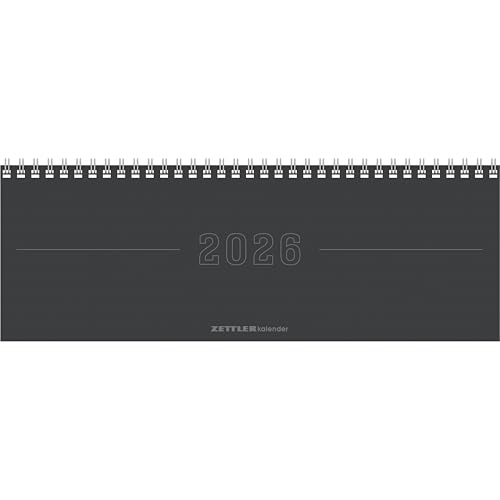 Tisch-Querkalender Papyrus Grau 2026 - Büro-Planer 29,7x10,5 cm - Tisch-Kalender - 1 Woche 2 Seiten - Ringbindung - Zettler Tisch-Querkalender Papyrus Grau 2026 - Büro-Planer 29,7x10,5 cm - Tisch-Kalender - 1 Woche 2 Seiten - Ringbindung - Zettler von ZETTLER Kalender