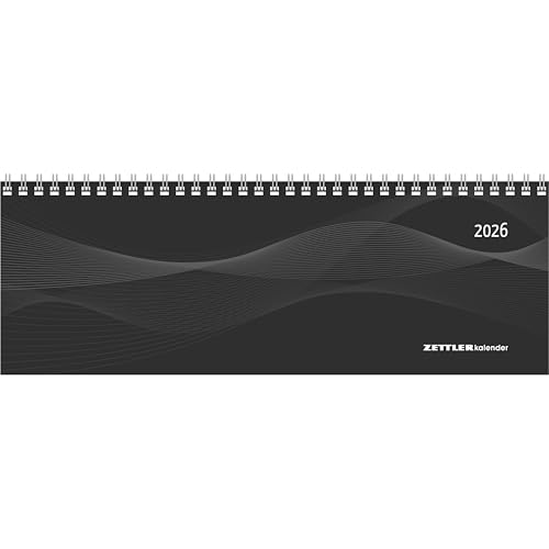 Tisch-Querkalender Profi schwarz 2026 - Büro-Planer 29,7x10,5 cm - Tisch-Kalender - 1 Woche 2 Seiten - Ringbindung - Zettler Tisch-Querkalender Profi schwarz 2026 - Büro-Planer 29,7x10,5 cm - Tisch-Kalender - 1 Woche 2 Seiten - Ringbindung - Zettler von ZETTLER Kalender