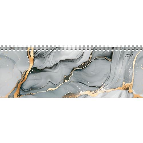 Tisch-Querkalender Style Marmor 2026 - Büro-Planer 29,7x10,5 cm - Tisch-Kalender - 1 Woche 2 Seiten - Ringbindung - Zettler Tisch-Querkalender Style Marmor 2026 - Büro-Planer 29,7x10,5 cm - Tisch-Kalender - 1 Woche 2 Seiten - Ringbindung - Zettler von ZETTLER Kalender