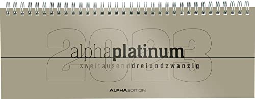 Tisch-Querkalender alpha platinum 2023 - Büro-Planer 29,7x10,5 cm - Tisch-Kalender - 1 Woche 2 Seiten - platin - Ringbindung - Alpha Edition von Alpha Edition