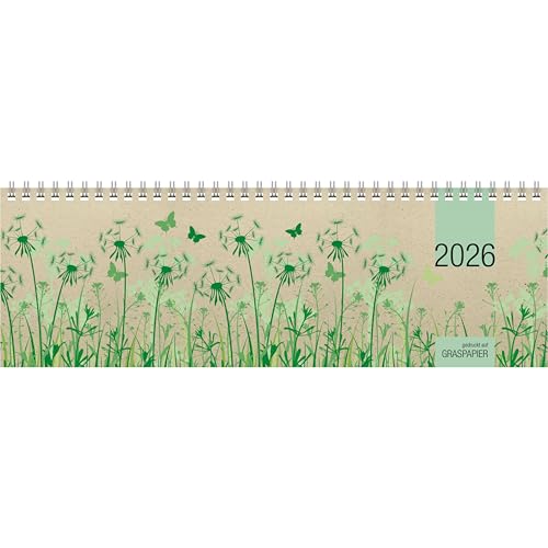 Tischquerkalender Graspapier 2026 - 32x10,5 cm - 1 Woche auf 2 Seiten - nachhaltiger Bürokalender - Stundeneinteilung 8 - 20 Uhr - 159-0640 Tischquerkalender Graspapier 2026 - 32x10,5 cm - 1 Woche auf 2 Seiten - nachhaltiger Bürokalender - Stundeneinteilung 8 - 20 Uhr - 159-0640 von ZETTLER Kalender