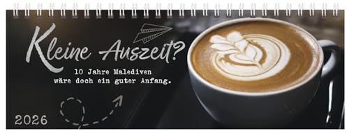 Tischquerkalender Kleine Auszeit? 2026: 1 Woche 2 Seiten; Aufstellbarer Tischkalender für gute Laune am Schreibtisch und Platz für Notizen; Format: 29,8 x 10,5 cm von Korsch Verlag