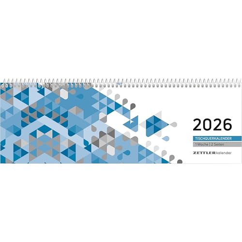 Tischquerkalender blau 2026 - 29,6x9,9 cm - 1 Woche auf 2 Seiten - Stundeneinteilung 7 - 19 Uhr - inkl. Jahresübersicht - Bürokalender - 116-0015 Tischquerkalender blau 2026 - 29,6x9,9 cm - 1 Woche auf 2 Seiten - Stundeneinteilung 7 - 19 Uhr - inkl. Jahresübersicht - Bürokalender - 116-0015 von ZETTLER Kalender