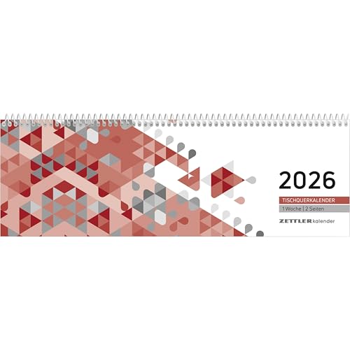 Tischquerkalender rot 2026 - 29,6x9,9 cm - 1 Woche auf 2 Seiten - Stundeneinteilung 7 - 19 Uhr - inkl. Jahresübersicht - Bürokalender - 116-0011 Tischquerkalender rot 2026 - 29,6x9,9 cm - 1 Woche auf 2 Seiten - Stundeneinteilung 7 - 19 Uhr - inkl. Jahresübersicht - Bürokalender - 116-0011 von ZETTLER Kalender