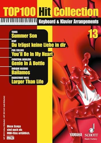Top 100 Hit Collection 13: 6 Chart-Hits: Summer Son - Du trägst keine Liebe in dir - You'll Be In My Heart - Genie In a Bottle - Bailamos - Larger ... Band 13. Klavier / Keyboard. (Music Factory)