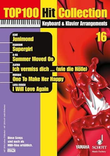 Top 100 Hit Collection 16: 6 Chart-Hits: Junimond - Supergirl - Summer Moved On - Ich vermiss dich ... (wie die Hölle) - One To Make Her Happy - I ... Band 16. Klavier / Keyboard. (Music Factory)
