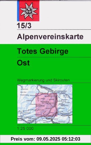 Totes Gebirge, Ost: Topographische Karte 1:25.000 mit Wegmarkierungen und Skirouten