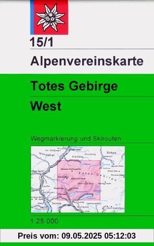 Totes Gebirge, West: Topographische Karte 1:25000, mit Wegmarkierungen und Skitouren