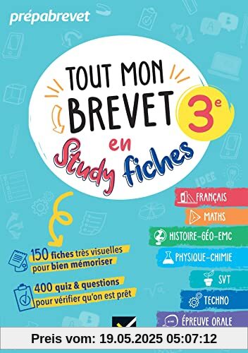Tout mon brevet 2024 en studyfiches - 3e (toutes les matières): fiches visuelles & quiz pour réviser son brevet facilement