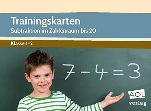 Trainingskarten: Subtraktion im Zahlenraum bis 20: Alle Subtraktionen mit zwei Zahlen - zum Einschleifen - mit Selbstkontrolle (1. und 2. Klasse) von AOL-Verlag i.d. AAP LW