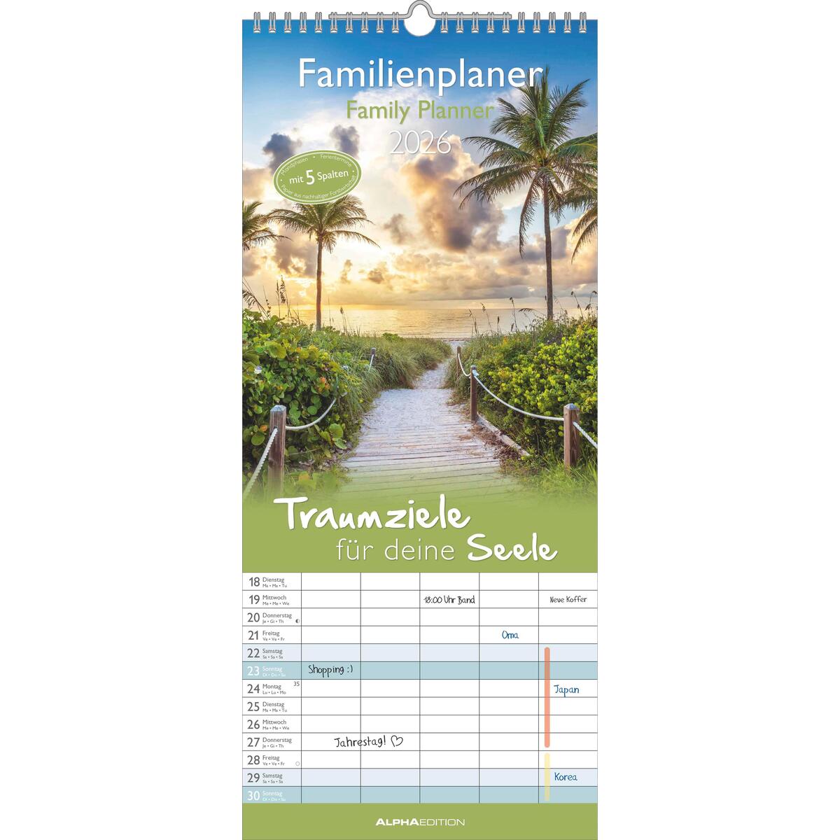 Traumziele 2026 Familienplaner - Familienkalender - Wandkalender - 19,5x45 von Neumann Verlage GmbH & Co