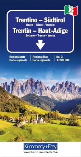 Trentino - Südtirol Nr. 03 Regionalkarte Italien 1:200 000: Bozen-Trient-Venedig (Kümmerly+Frey Regionalkarten, Band 3) von Kümmerly+Frey