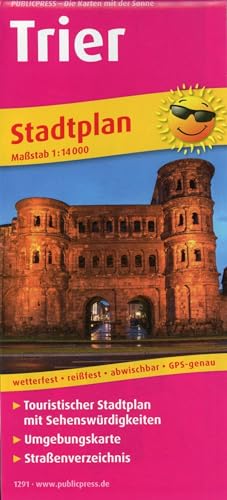 Trier: Touristischer Stadtplan mit Sehenswürdigkeiten und Straßenverzeichnis. 1 : 14 000 (Stadtplan: SP)