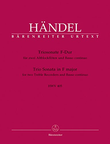 Triosonate F-Dur Hwv 405. Altblockflöte, Basso Continuo