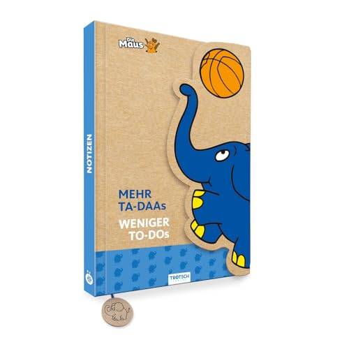 Trötsch Die Maus Notizbuch mit Klappe Elefant: Notizblock Geschenk Geschenkidee Erinnerung