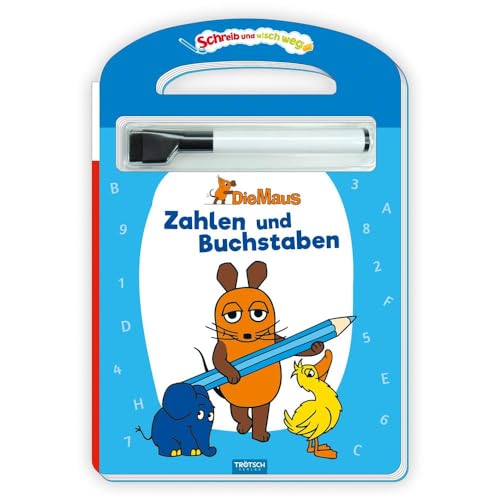 Trötsch Die Maus Schreib und wisch weg Pappenbuch Zahlen und Buchstaben: Übungsheft Lernheft Vorschule Grundschule von TROTSCH