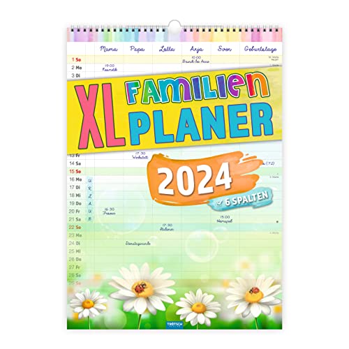 Trötsch Großbildkalender XL Familienplaner 2024 - mit 6 Spalten: Wandkalender von Trötsch
