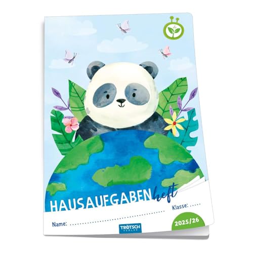 TRÖTSCH - Jahresbezogenes Hausaufgabenheft Grundschule Panda 25/26: Planer Schülerkalender Hausaufgabenheft Timer für die Grundschule von TROTSCH