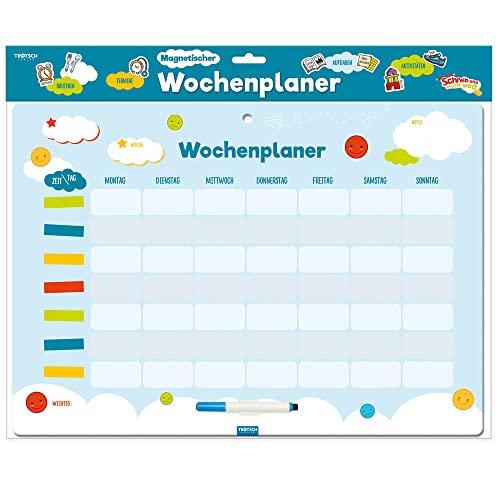 Trötsch Magnetischer Wochenplaner: Magnettafel mit Stift und Magneten: Schreib und wisch weg SWW von TROTSCH