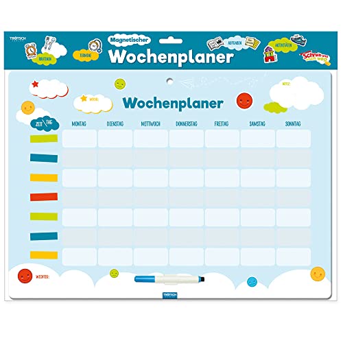 Trötsch Magnetischer Wochenplaner: Magnettafel mit Stift und Magneten: Schreib und wisch weg SWW von Trötsch