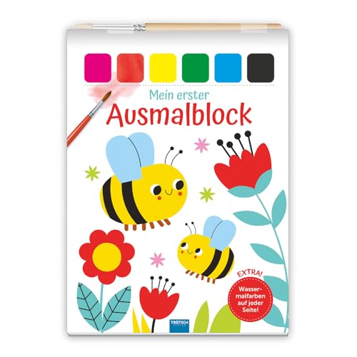 TRÖTSCH - Mein erster Ausmalblock "Biene" | Malbuch mit Wassermalfarben auf jeder Seite: Wasserfarben-Ausmalblock zum Abreißen mit Pinsel TRÖTSCH - Mein erster Ausmalblock "Biene" | Malbuch mit Wassermalfarben auf jeder Seite: Wasserfarben-Ausmalblock zum Abreißen mit Pinsel von TROTSCH