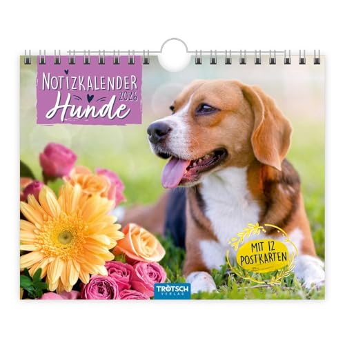 Trötsch Notizkalender Querformat Notizkalender Hunde 2026 mit 12 Postkarten: Wandkalender Notizkalender von TROTSCH