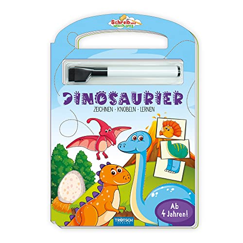 TRÖTSCH - Schreib- & Wisch-weg-Pappenbuch "Dinosaurier" | Kinderbuch mit Rätseln und Zeichenaufgaben. Wisch und weg Buch mit Stift und integriertem ... (Dinosaurierwelt: Alles rund um die Dinos) TRÖTSCH - Schreib- & Wisch-weg-Pappenbuch "Dinosaurier" | Kinderbuch mit Rätseln und Zeichenaufgaben. Wisch und weg Buch mit Stift und integriertem ... (Dinosaurierwelt: Alles rund um die Dinos)