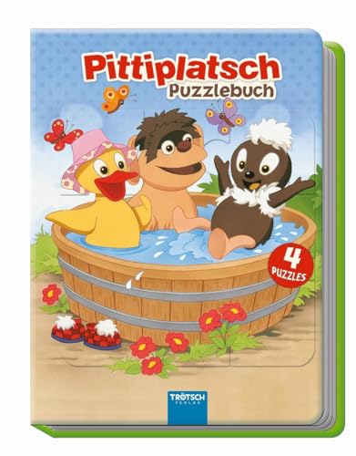 Puzzlebuch Pittiplatsch: wattierter Einband: 4 Puzzle, 12-teilig, Schnatterinchen, Schnatti, Moppi, Pitti, Kinderbuch, Bilderbuch, Pappenbuch, ... Beschäftigungsbuch Entdeckerbuch Puzzlebuch