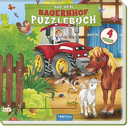 Trötsch Puzzlebuch mit 4 Puzzle Bauernhof: Beschäftigungsbuch Entdeckerbuch Puzzlebuch