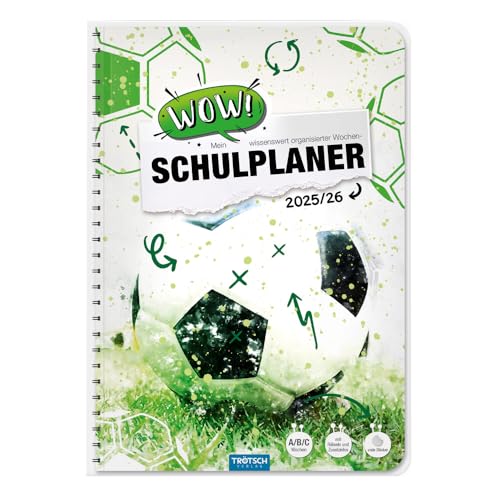 TRÖTSCH - Schulplaner WOW Fussball 25/26: Planer Schülerkalender Hausaufgabenheft Timer von TROTSCH