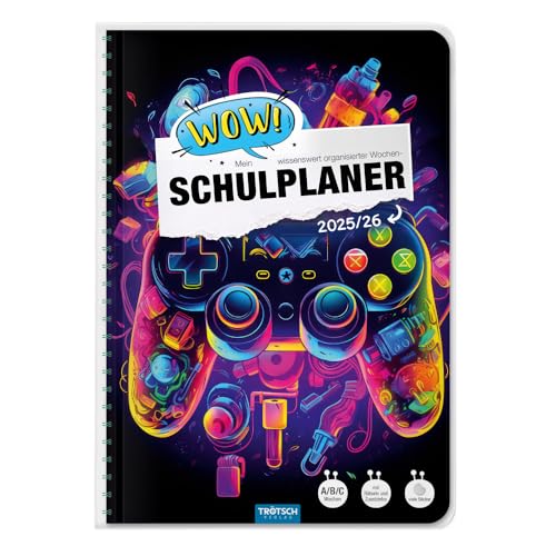 TRÖTSCH - Schulplaner WOW Gaming 25/26: Planer Schülerkalender Hausaufgabenheft Timer von TROTSCH
