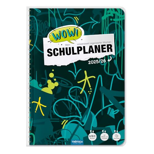 TRÖTSCH - Schulplaner WOW Graffiti 25/26: Planer Schülerkalender Hausaufgabenheft Timer von TROTSCH