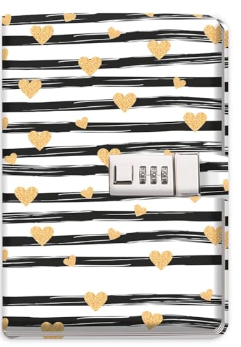 Trötsch Tagebuch mit Zahlenschloss Goldheart: Notizbuch Bullet Journal
