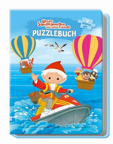 Unser Sandmännchen und seine Freunde Puzzlebuch: mit Glitzercover, 4 Puzzle 24-teilig, Pitti, Pittiplatsch. Schnatterinchen, Schnatti, Moppi, ... Geschichtenbuch, Pappenbuch, Pappenbilderbuch