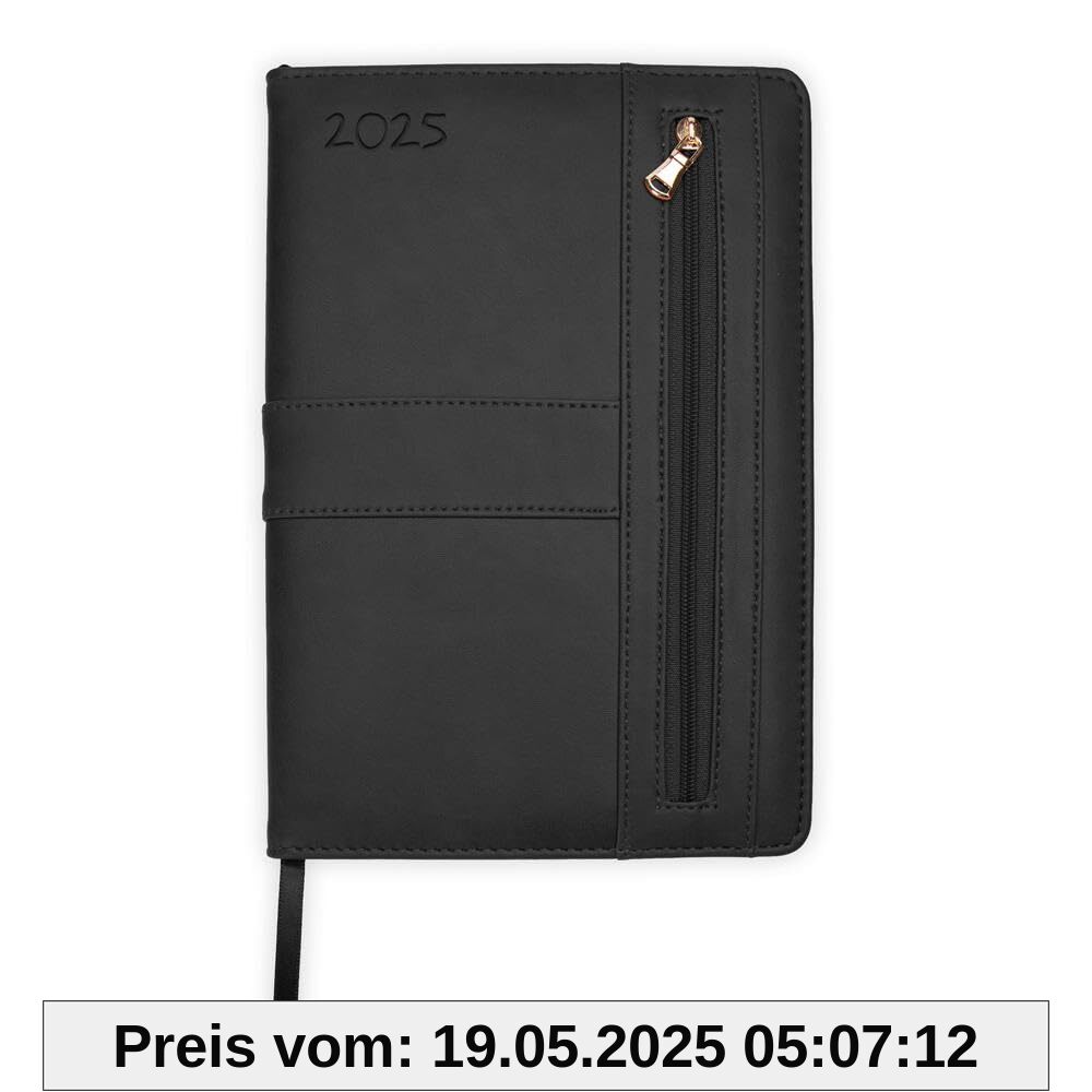 Trötsch Wochenplaner A5 mit Tasche Schwarz 2025: Wochenterminer Trötsch Wochenplaner A5 mit Tasche Schwarz 2025: Wochenterminer
