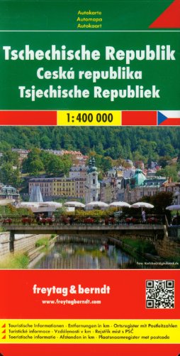 Tschechische Republik, Autokarte 1:400.000: Touristische Informationen, Entfernungen in km, Ortsregister mit Postleitzahlen