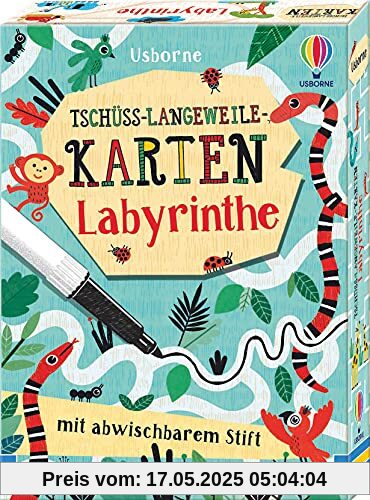 Tschüss-Langeweile-Karten: Labyrinthe: mit abwischbarem Stift