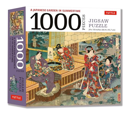 Tuttle Publishing A Japanese Garden in Summertime - 1000 Piece Jigsaw Puzzle: A Scene from The Tale of Genji, Woodblock Print (Finished Size 24 in X 18 in)