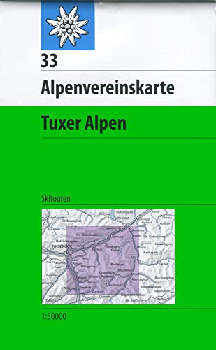 Tuxer Alpen: Topographische Karte 1:50.000 mit Skirouten (Alpenvereinskarten) von dav