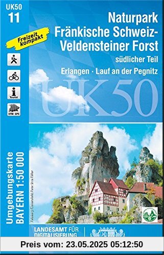 UK50-11 Naturpark Fränkische Schweiz-Veldensteiner Forst, südl.Teil: Erlangen, Lauf an der Pegnitz, Veldenstein, Hersbruck, Ebermannstadt, ... Karte Freizeitkarte Wanderkarte)