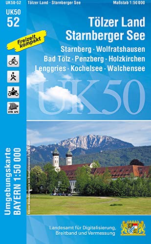 UK50-52 Tölzer Land, Starnberger See: Starnberg, Wolfratshausen, Bad Tölz, Penzberg, Holzkirchen, Lenggries, Kochelsee, Walchensee, Mangfallgebirge, ... Karte Freizeitkarte Wanderkarte)