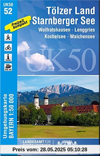 UK50-52 Tölzer Land, Starnberger See: Wolfratshausen, Lenggries, Kochelsee, Walchensee (UK50 Umgebungskarte 1:50000 Bayern Topographische Karte Freizeitkarte Wanderkarte)