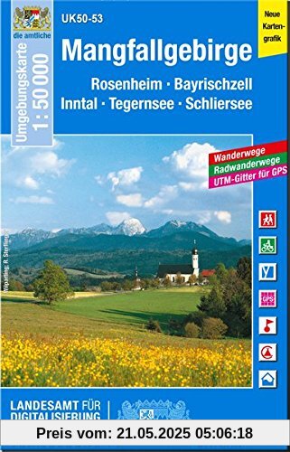 UK50-53 Mangfallgebirge: Rosenheim, Bayrischzell, Inntal, Tegernsee, Schliersee (UK50 Umgebungskarte 1:50000 Bayern Topographische Karte Freizeitkarte Wanderkarte)