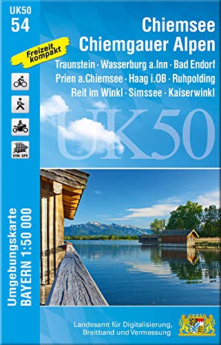 UK50-54 Chiemsee, Chiemgauer Alpen: Traunstein, Wasserburg a.Inn, Bad Endorf, Prien a.Chiemsee, Haag i.OB, Ruhpolding, Reit im Winkl, Simssee, ... Karte Freizeitkarte Wanderkarte)