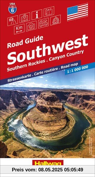 USA (Southwest), Southern Rockies - Canyon Country, Nr. 6, Strassenkarte 1:1Mio: Grand Canyon, Bryce, Colorado, Indian Country, Zion, Arches, Mesa Verde (Hallwag Strassenkarten)